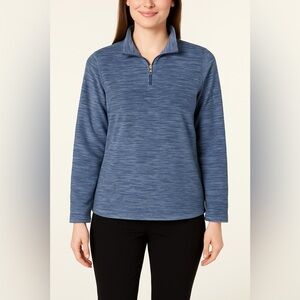 Karen Scott Sport Women’s L Blue Mid-weight Soft Cozy Half-zip Pullover Fleece